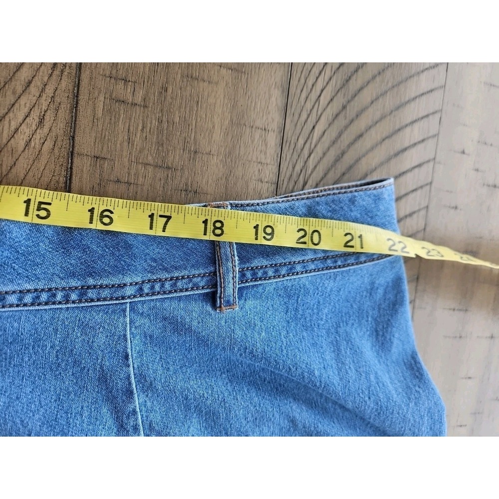 Cato Tiered Jean Skirt 24W Chambray Prairie Country Boho Cotton Stretch Midi - Picture 7 of 11
